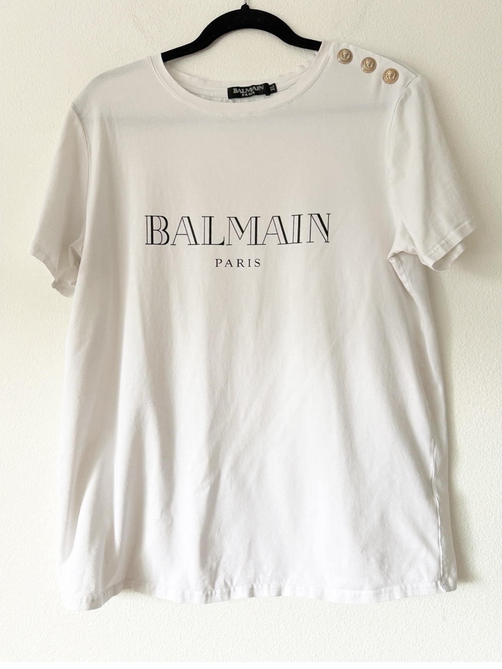 Balmain White 3 Button T-Shirt